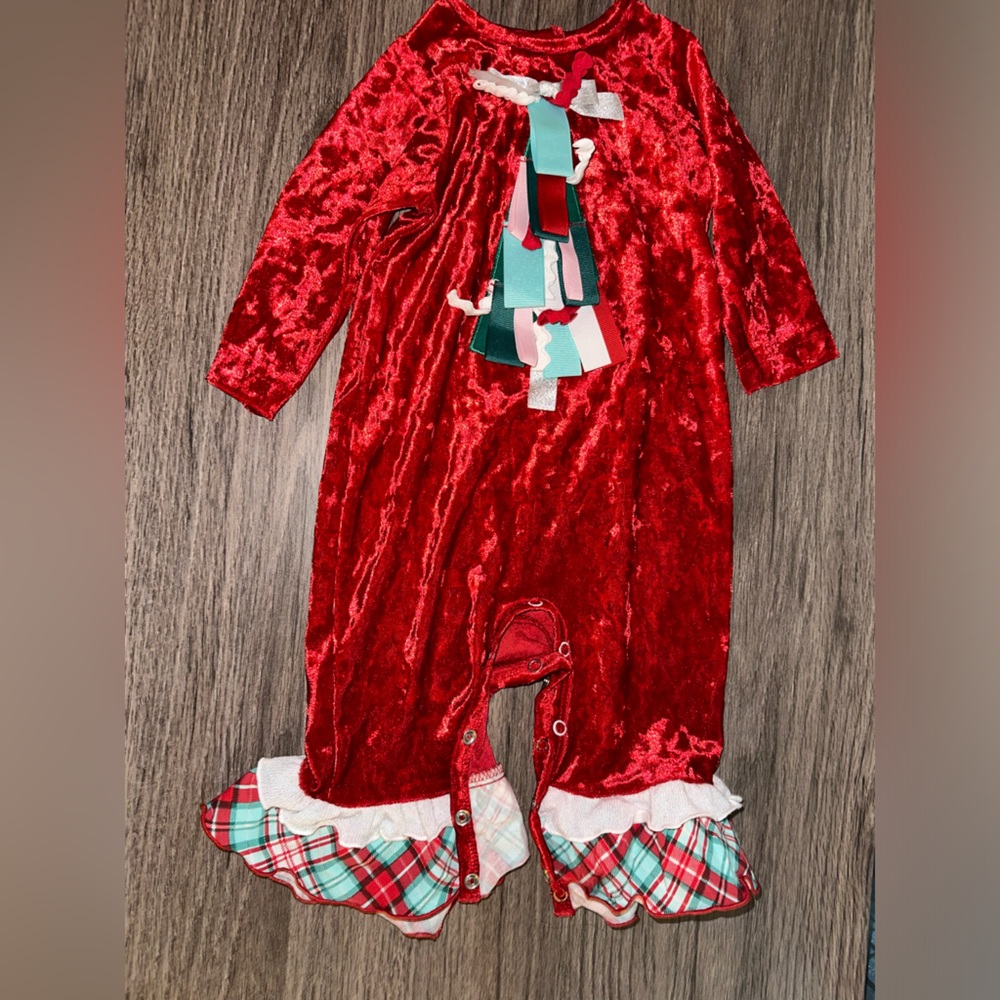 Festive Red Velvet Kids Pajama Set
